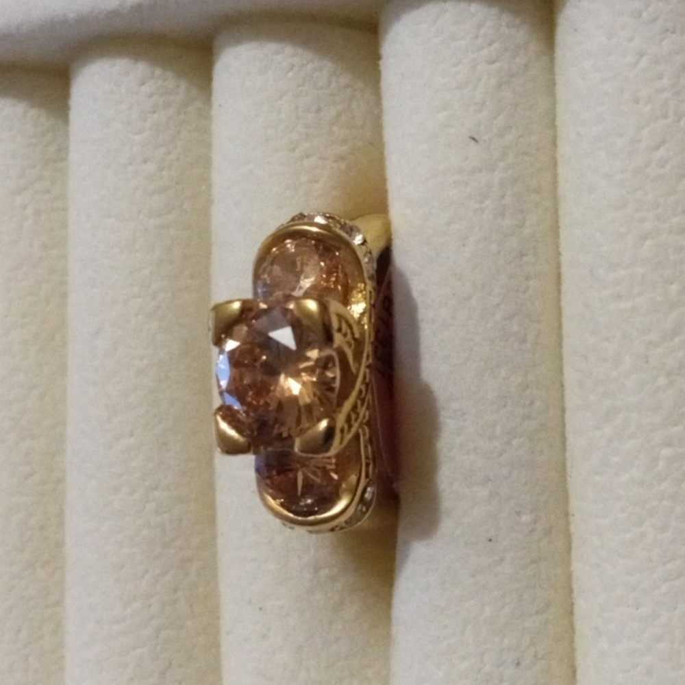 Elegant Simulated Champagne Diamond Ring Size 9